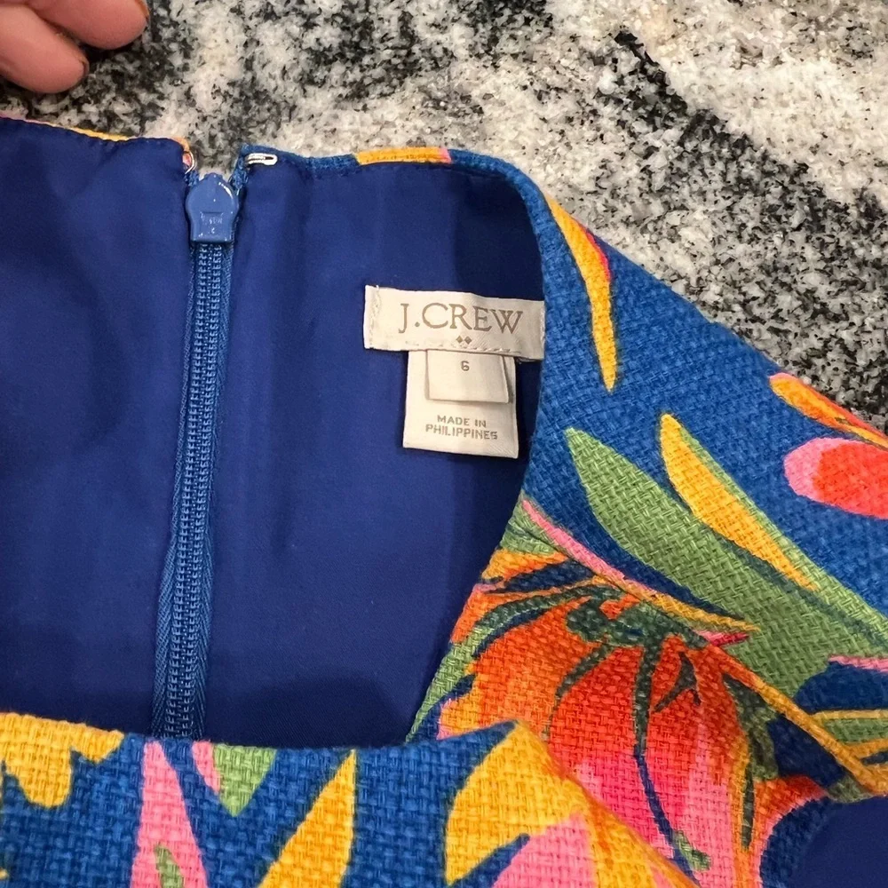 J. CREW colorful tropical sleeveless sheath cotton dress - Picture 12 of 13